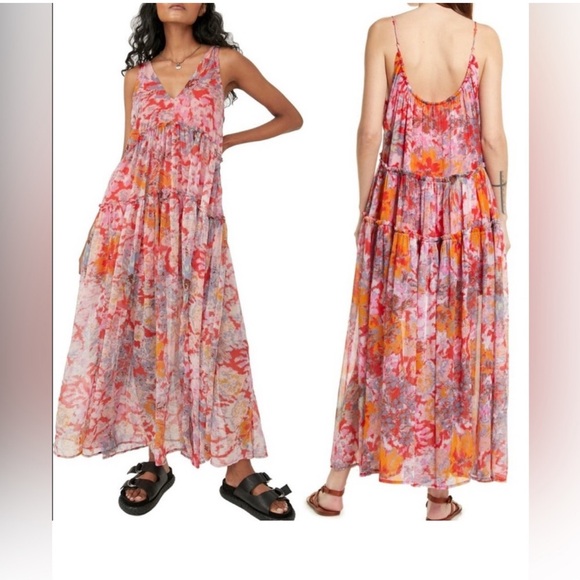 Free People Julianna Floral floaty maxi dress small - Picture 9 of 16